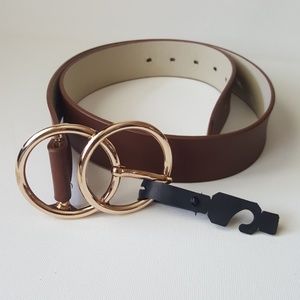 Gold double loop brown belt